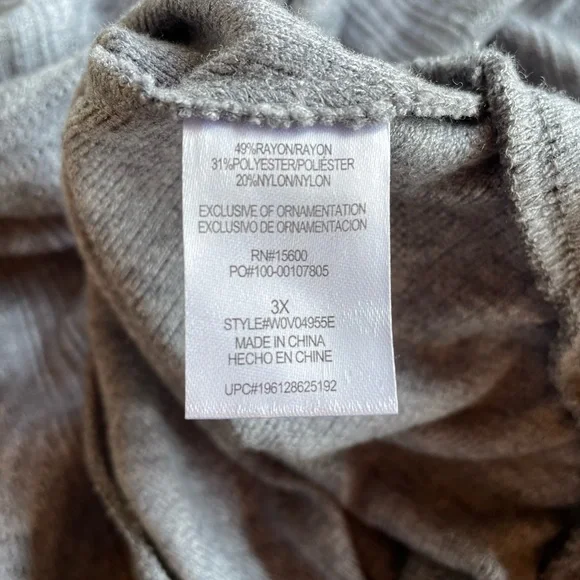 Democracy Women's Sweater with Button Accents and Side Ruching. Plus Size 3X - Picture 10 of 13